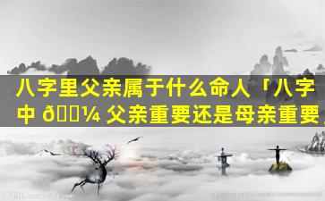 八字里父亲属于什么命人「八字中 🌼 父亲重要还是母亲重要」